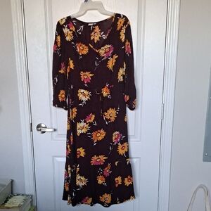 GAP Long Sleeve Floral Dress - Black and Yellow